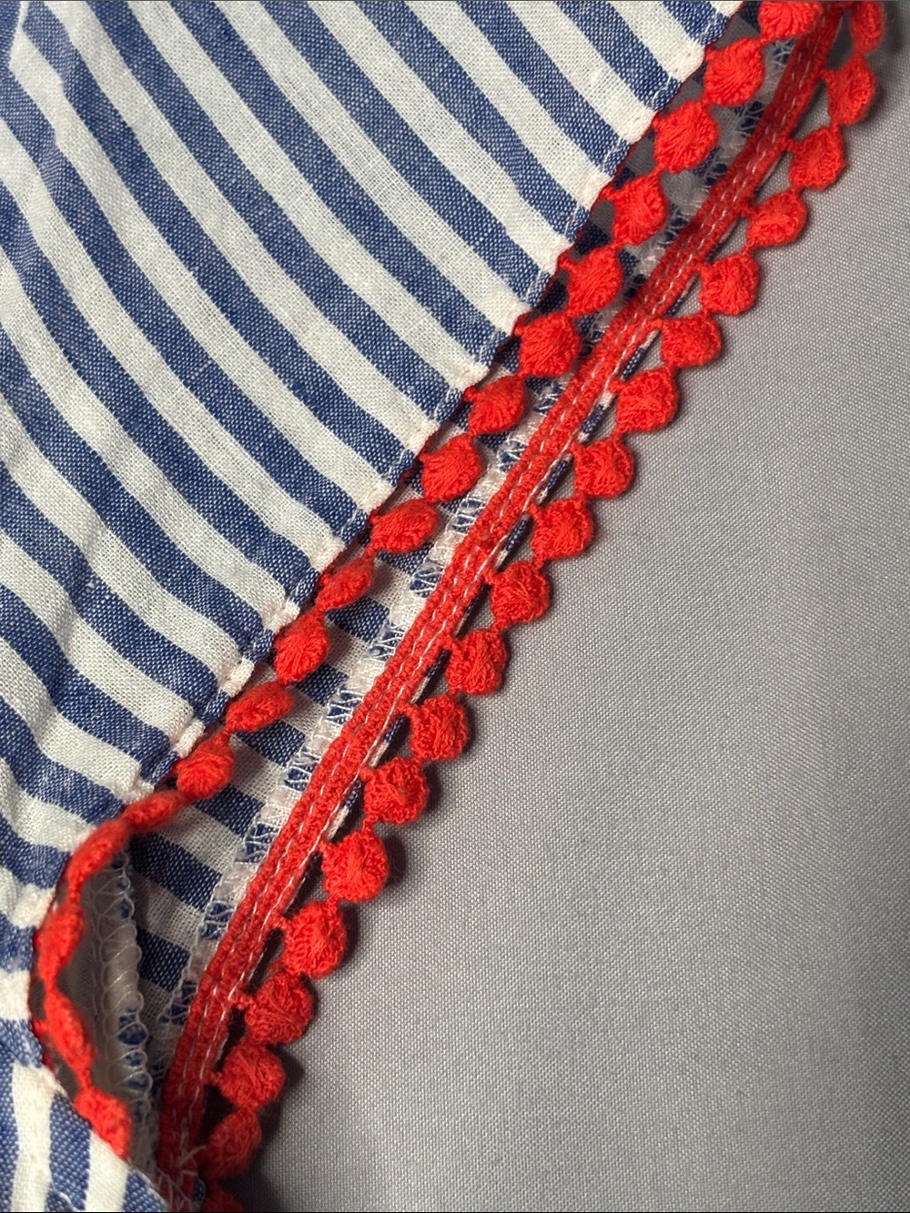 Boden Blue and White Striped Dress with Red Pom Accents Size 2 2R - Picture 6 of 11